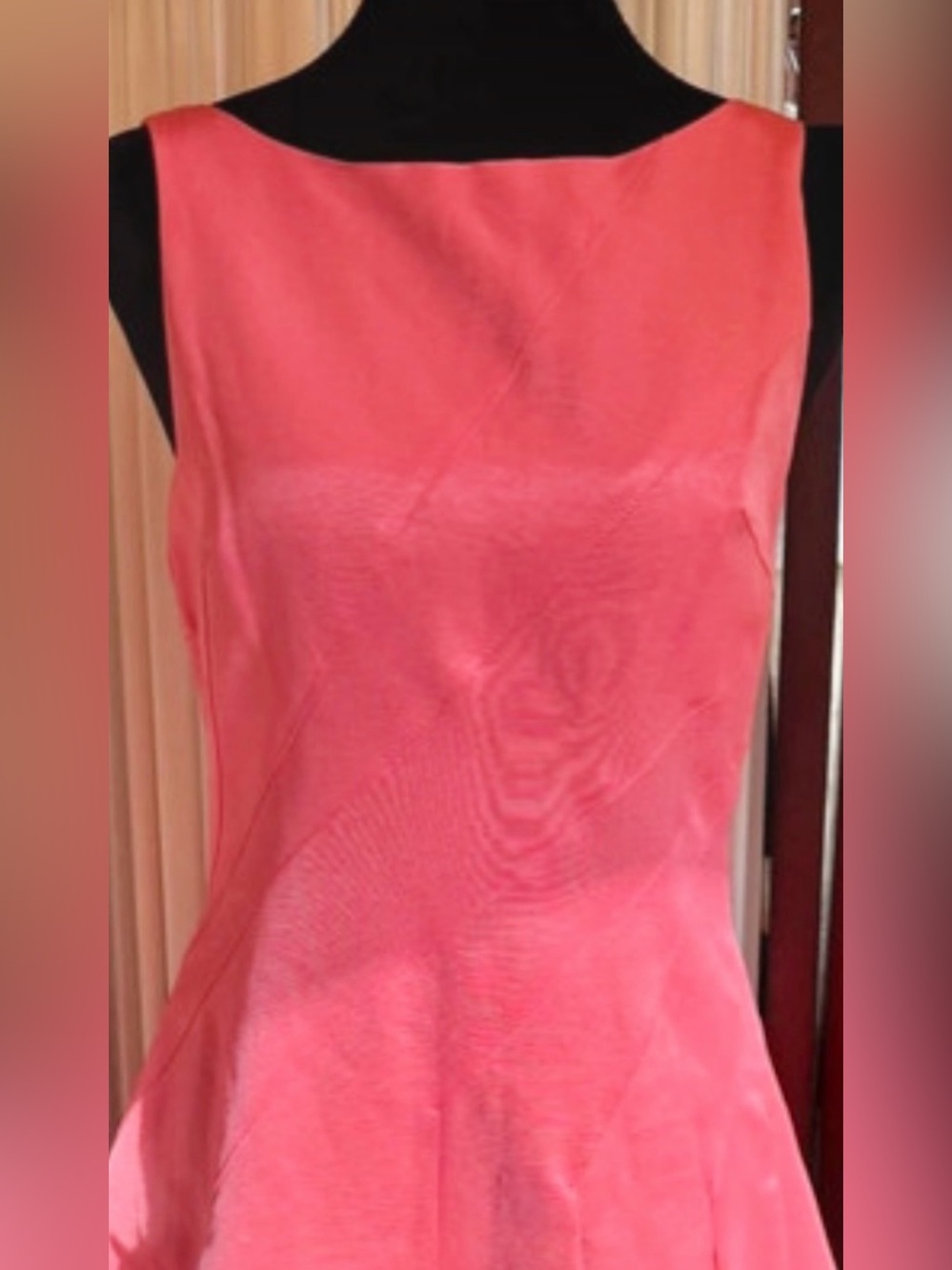 REISS Classic Sleeveless Coral Pink Fit & Flare Dress S - Picture 5 of 5
